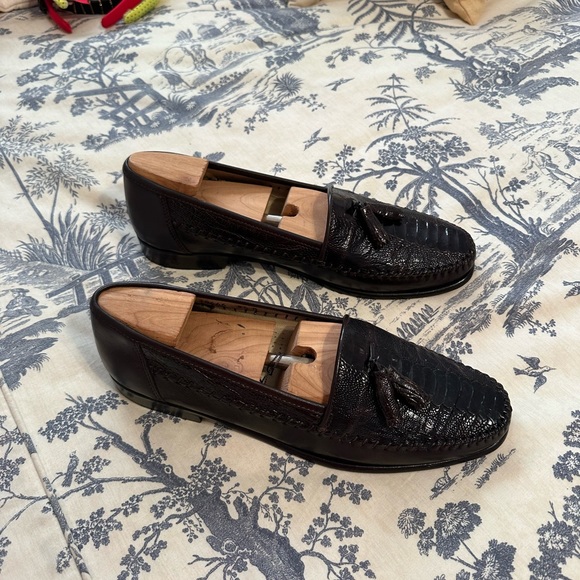 Belvedere Florence Mens Black Leather Tassel Loafers Italian‎ Dress Shoes 10.5 Vintage Belvedere Exotic Full Crocodile Black | Mercari main image 2